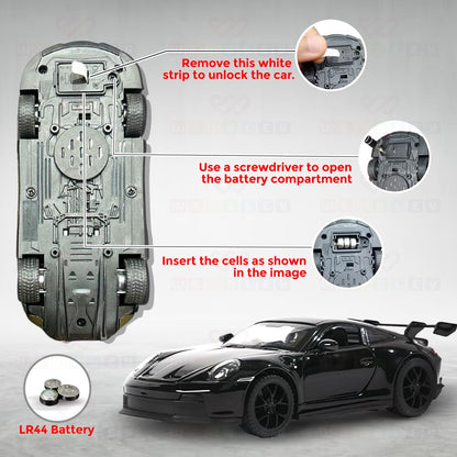 Die-Cast Super Sports Car Toy – Metal Model with Rear Spoiler