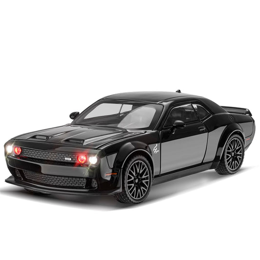 Die-Cast Muscle Sports Car Toy – Metal Model with LED Lights