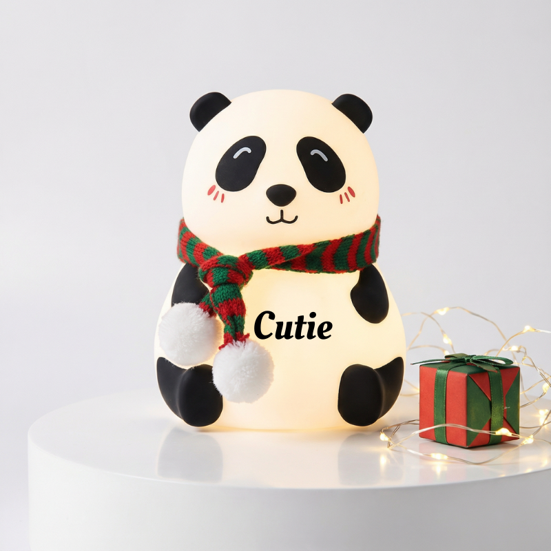 Customized Name Print Rechargeable Panda Silicone Night Light – 7-Color Changing Cute LED Lamp