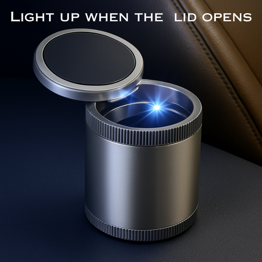 Automatic Ashtray with LED Blue Light – Smokeless, Lid-Smell Proof for Car, Office & Home (Pack of 1)