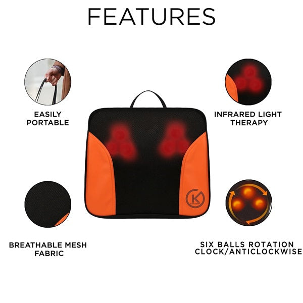 Multi Zone Electric Back Massage Pillow – Shiatsu Heating & Vibration Massager for Home, Office & Car